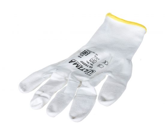 Нейлоновые перчатки с полиуретановым покрытием кончиков пальцев ULTIMA белые ULT620F/M – изображение 2