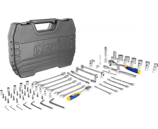 Набор инструмента 1/2 Dr и 1/4 Dr 77 предметов KRAFT KT 700304 – изображение 3