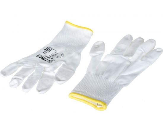 Нейлоновые перчатки с полиуретановым покрытием кончиков пальцев ULTIMA белые ULT620F/M – изображение 3