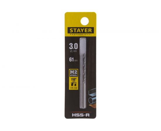 Сверло Professional по металлу HSS-R (3х33х61 мм; М2; DIN 338) Stayer 29602-3 – изображение 4