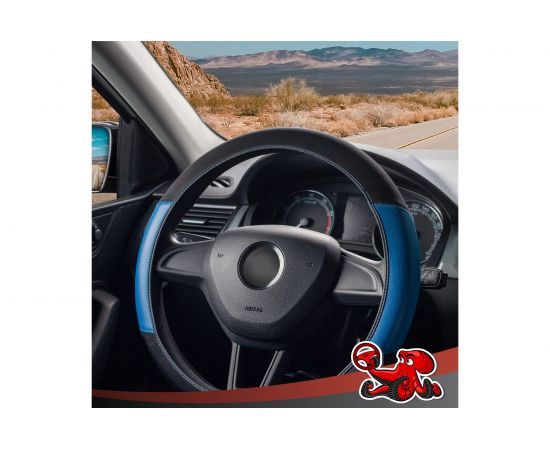 Чехол на руль DSV Black+Blue неопрен, с перфорированными вставками R99306A – изображение 4