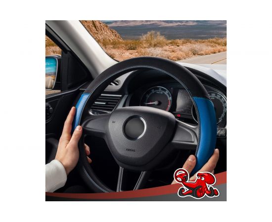 Чехол на руль DSV Black+Blue неопрен, с перфорированными вставками R99306A – изображение 8