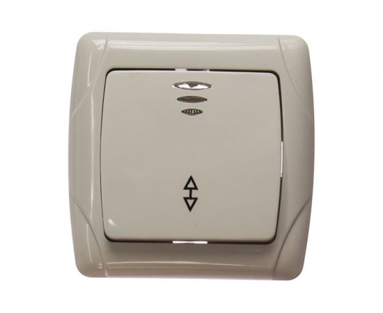 Проходной выключатель TDM Онега белый одноклавишный с подсветкой SQ1805-0006 