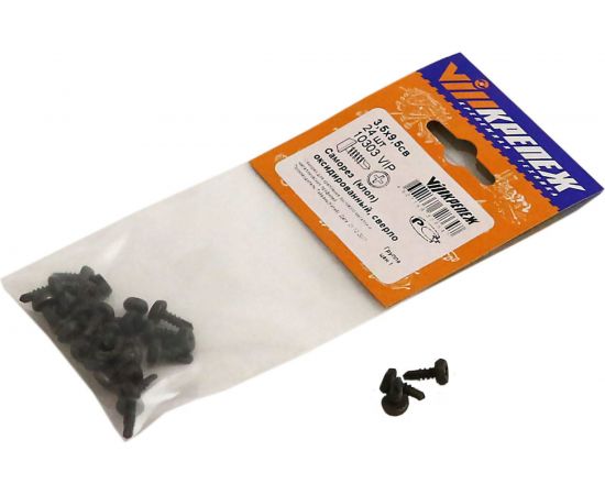 Саморез клоп VIPкрепеж чёрный, полусфера, сверло, 3.5х9.5 24 шт. 10303 VIP 