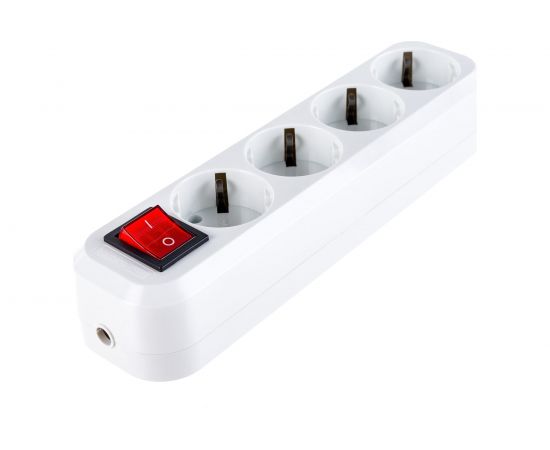 Розеточная колодка TDM 4 гнезда c выключателем 16А белая SQ1806-0018 