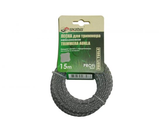 Леска для триммера PROFI (3.0 мм х 15 м; витой квадрат с сердечником) SKRAB 28329 