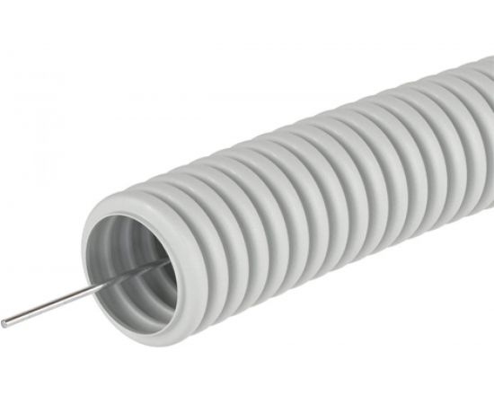 Гибкая гофрированная труба с протяжкой DKC ПВХ, д16мм, лёгкая, 50м, цвет серый 9191650 – изображение 3
