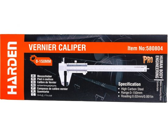 Штангенциркуль HARDEN инструментальная сталь, пластиковый кейс, 150 мм. 580804 – изображение 3