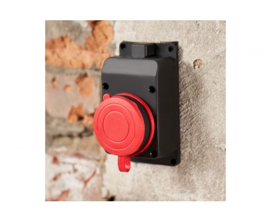 Влагозащищенная настенная розетка REXANT с крышкой, 3Р+РЕ, 32 А IP44 каучук 111-007 – изображение 4