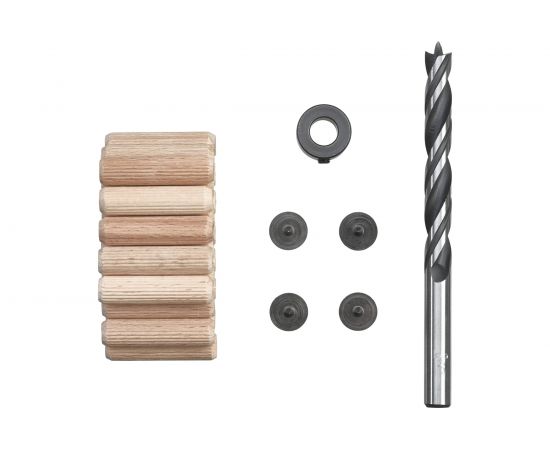 Набор шкантов KWB 25 шт 10х40 мм, сверло по дереву, маркеры, ограничитель 28106 