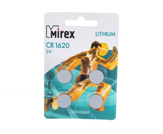 Батарея Mirex, литиевая CR1620 3V 4 шт ecopack 23702-CR1620-E4 