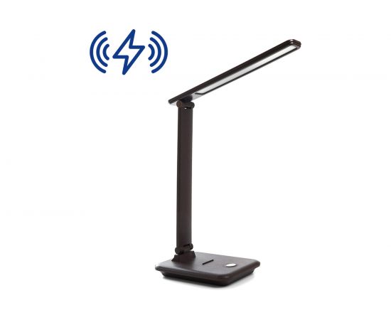 Настольный складной диммируемый светильник FERON 25W, 3000-6000К, беспроводная зарядка и USB порт, коричневый DE1728 41451 