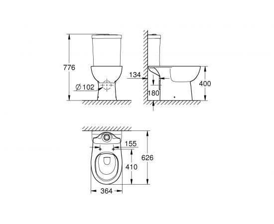 Напольный унитаз GROHE Bau Ceramic горизонтальный выпуск 39349000 – изображение 2