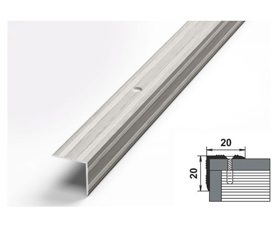 Порог угловой алюминиевый декоративный (20х20 мм, 1,8 м, Дуб арктик) ЛУКА УТ000002745 – изображение 2