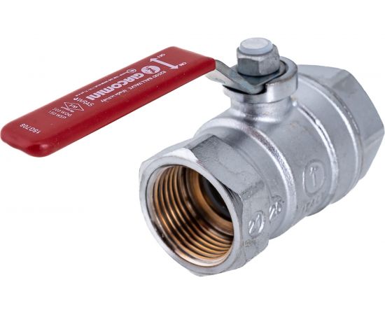 Шаровой кран Giacomini R250D 1"", внутренняя/внутренняя, ручка-рычаг красный, хромированный R250X005 – изображение 2