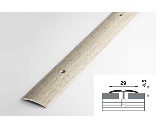 Порог прямой алюминиевый (29 мм; 0.9 м; декоративный; дуб беленый) Лука 00000001650 – изображение 2