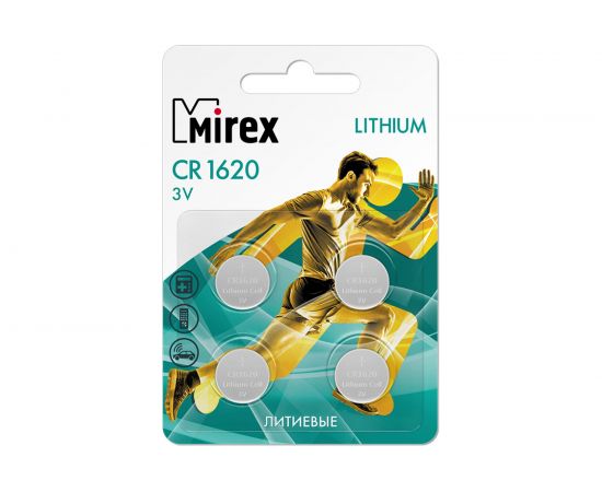 Батарея Mirex, литиевая CR1620 3V 4 шт ecopack 23702-CR1620-E4 – изображение 2