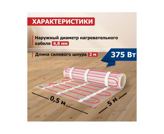 Нагревательный мат REXANT Classic RNX -2,5-375 51-0505-2 – изображение 3