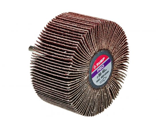 Круг шлифовальный веерный лепестковый МАСТЕР тип КЛО (40х80 мм; P60) Зубр 36604-060 – изображение 3