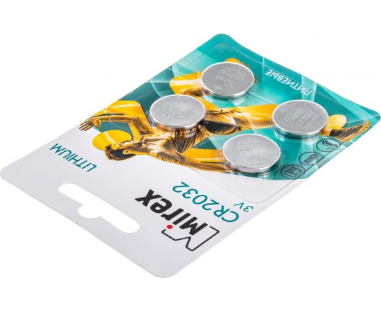 Батарея Mirex, литиевая CR2032 3V 4 шт ecopack 23702-CR2032-E4 – изображение 3