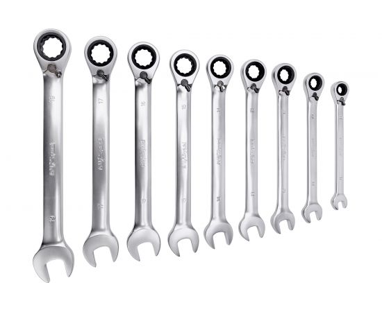 Набор комбинированных ключей AV Steel трещоточные, с реверсом, 8-19мм 9 шт AV-035190 – изображение 3