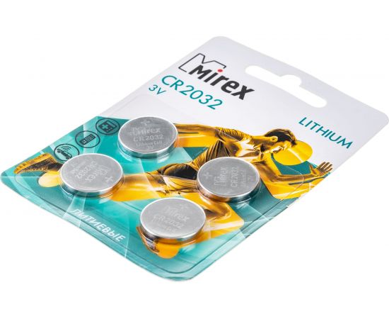 Батарея Mirex, литиевая CR2032 3V 4 шт ecopack 23702-CR2032-E4 – изображение 4