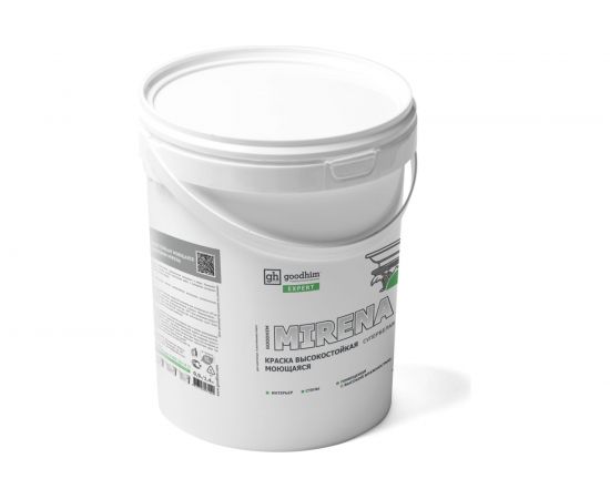 Краска высокостойкая моющаяся супербелая GOODHIM EXPERT MIRENA, 0,9 л/1,4 кг 71009 – изображение 4