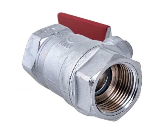 Шаровой кран Giacomini R250D 1"", внутренняя/внутренняя, ручка-рычаг красный, хромированный R250X005 – изображение 4