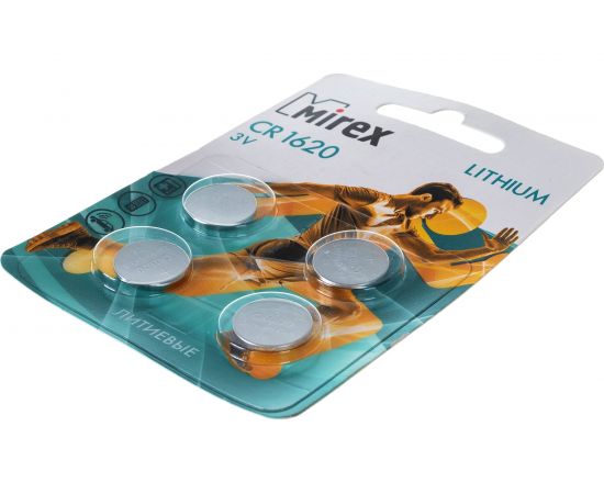 Батарея Mirex, литиевая CR1620 3V 4 шт ecopack 23702-CR1620-E4 – изображение 5