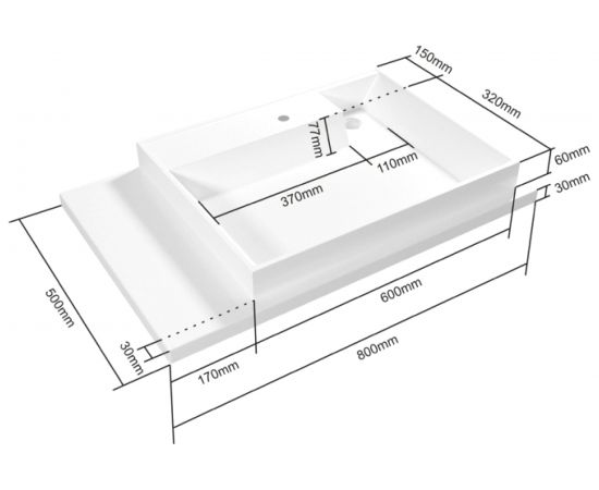 Умывальник СаНта Юпитер 800х500, правый, без кронштейнов 900121 – изображение 5