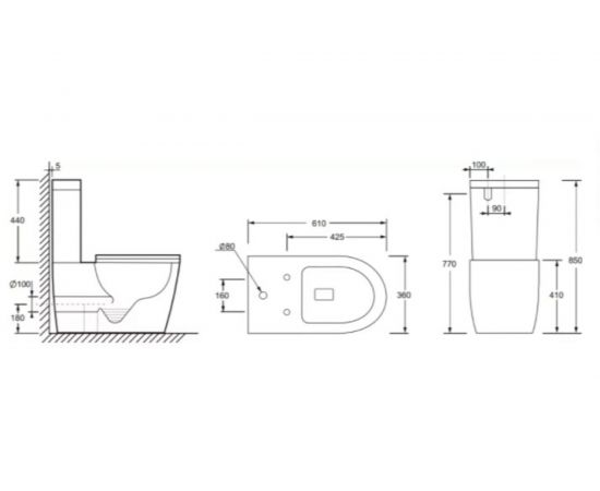 Напольная пристенная чаша унитаза Ceramica Nova HIGHLIGHT Rimless CN1802-B – изображение 8