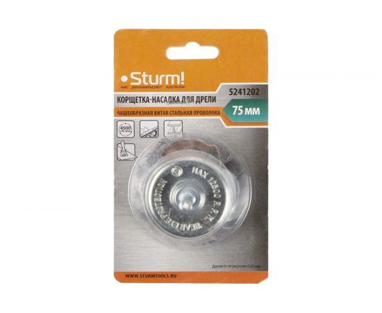 Корщетка-насадка чашеобразная 75 мм для дрели Sturm 5241202 