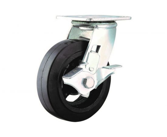 Колесо б/г обрезиненное поворотное с тормозом SCDB63 160 мм MFK-TORG 1084160 