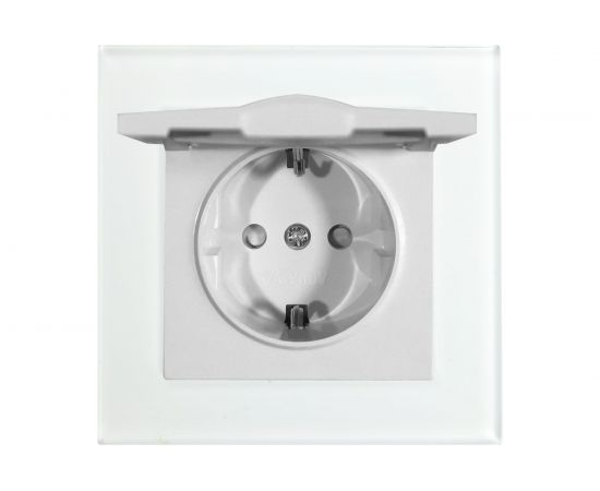 Электрическая 1-местная розетка STEKKER с крышкой с заземлением, серия Катрин, GLS16-7012-01, белый 39245 