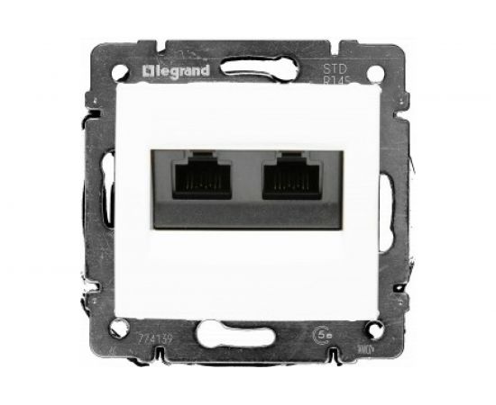 Компьютерная двойная розетка, белая с винтовым креплением RJ45 5кат Legrand Valena 774239 