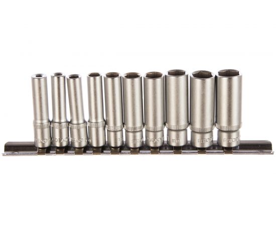 Набор головок высоких 10 шт. DR1/4, 4-13 мм, планка АвтоDело 39843 12228 