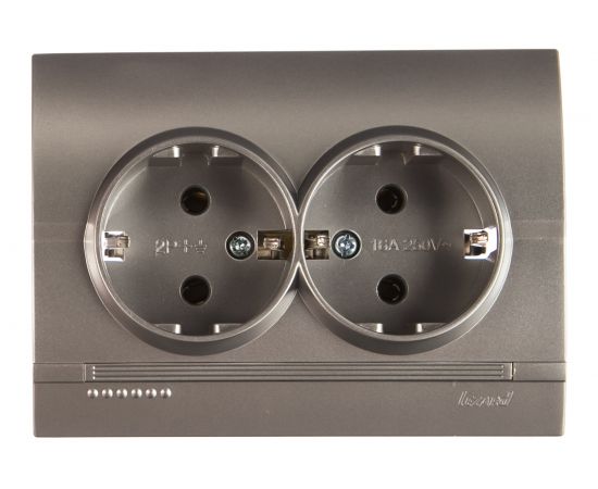 Двойная розетка Lezard DERIY с заземлением, серебристый металлик 702-2828-127B 