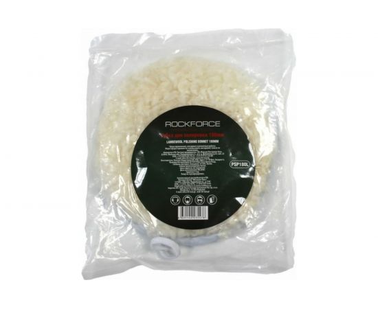 Губка для полировки из овечьей шерсти с фиксацией шнурком 180 мм ROCKFORCE RF-PSP180L 