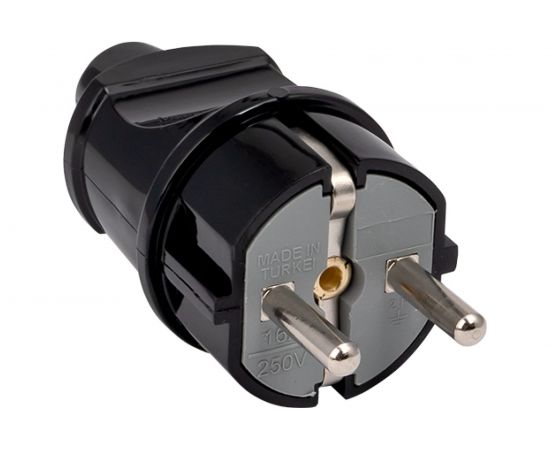 Усиленная прямая вилка EKF Proxima с заземлением, черная, 16А, 250В AVP16-30-r 