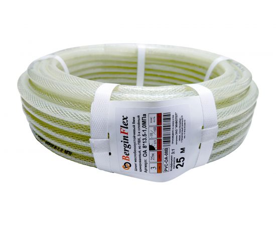 Шланг ПВХ маслобензостойкий/прозрачный (8х13.5мм; 10 атм.; 25 м) Berginflex PVC-OA-08B 