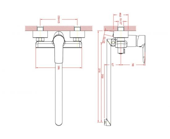 Смеситель для ванны Zollen Hof нижний излив 350 мм, картридж 35 мм HO62410741 443427 – изображение 2