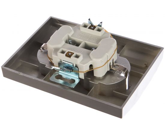 Двойная розетка Lezard DERIY с заземлением, серебристый металлик 702-2828-127B – изображение 2