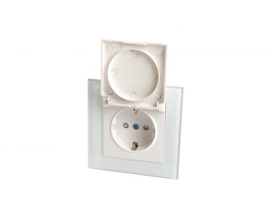 Электрическая 1-местная розетка STEKKER с крышкой с заземлением, серия Катрин, GLS16-7012-01, белый 39245 – изображение 2