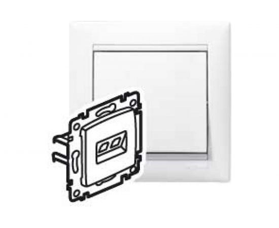 Компьютерная двойная розетка, белая с винтовым креплением RJ45 5кат Legrand Valena 774239 – изображение 2