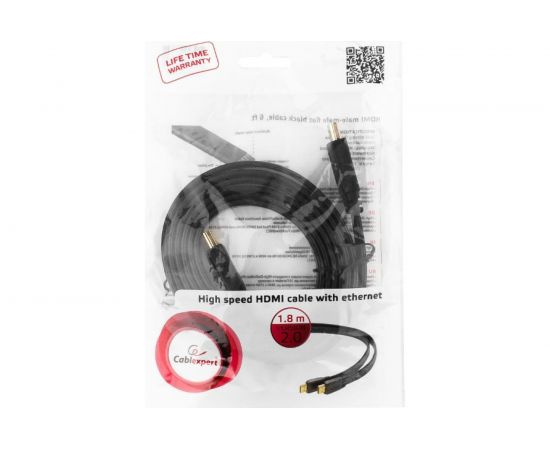 Кабель Cablexpert HDMI v2.0, 19M/19M, 1.8м, плоский кабель, черный CC-HDMI4F-6 – изображение 3