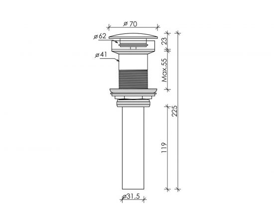 Донный клапан с керамической накладкой Ceramica Nova цвет белый матовый CN2000MW – изображение 3
