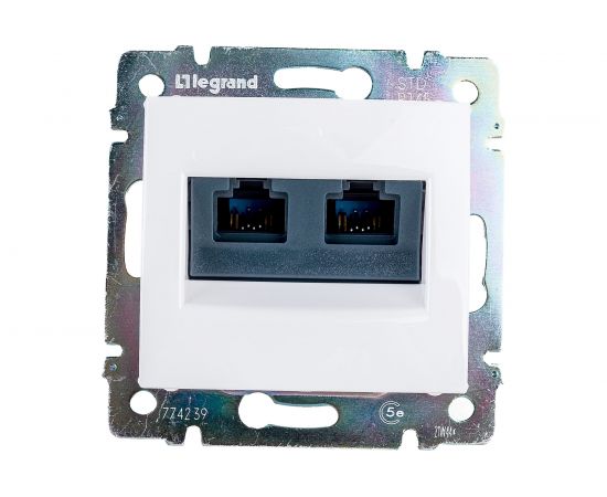 Компьютерная двойная розетка, белая с винтовым креплением RJ45 5кат Legrand Valena 774239 – изображение 3