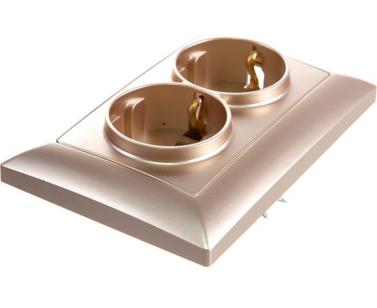 Розетка Intro 420504 2х2PE Schuko,16А, 250В, СУ, Solo, шампань Б0043336 – изображение 4