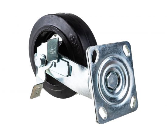 Колесо б/г обрезиненное поворотное с тормозом SCDB63 160 мм MFK-TORG 1084160 – изображение 6