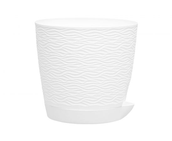 Кашпо bmc КШ8681 Блюз с поддоном белое, 14х13 см, 1.2 л 060090 